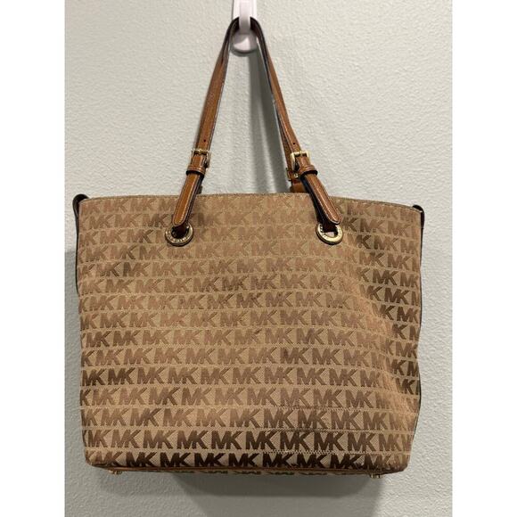 MICHAEL Michael Kors Handbags - Michael Kors Jet Set Signature Handbag Tote Bag Purse Brown Tan